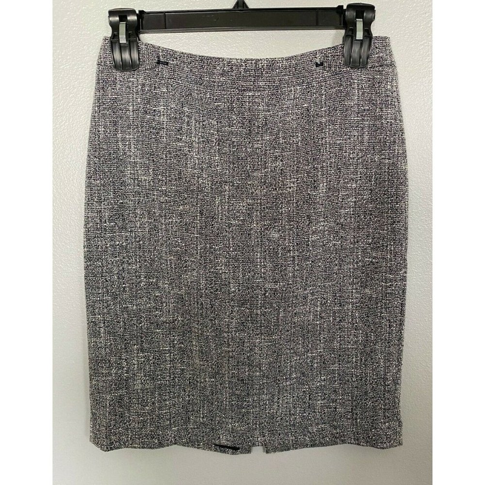 Ann Taylor Women Black Printed Lined Rayon Casual Business Skirt Sz 8